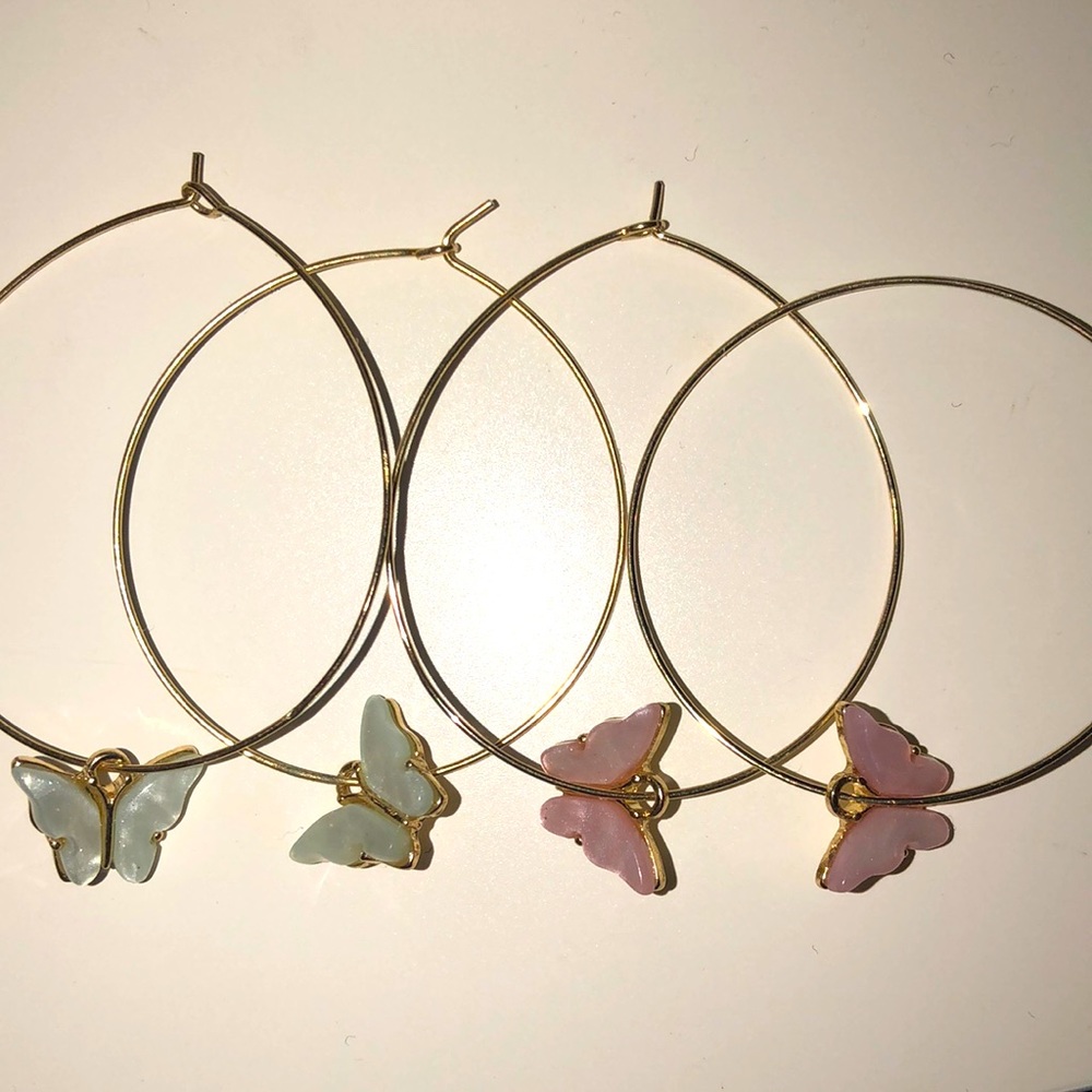 Butterfly hoop earrings